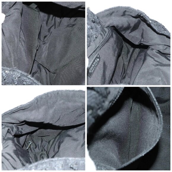 CHANEL Hand Bag Tweed Black Silver CC Auth - Picture 14 of 15